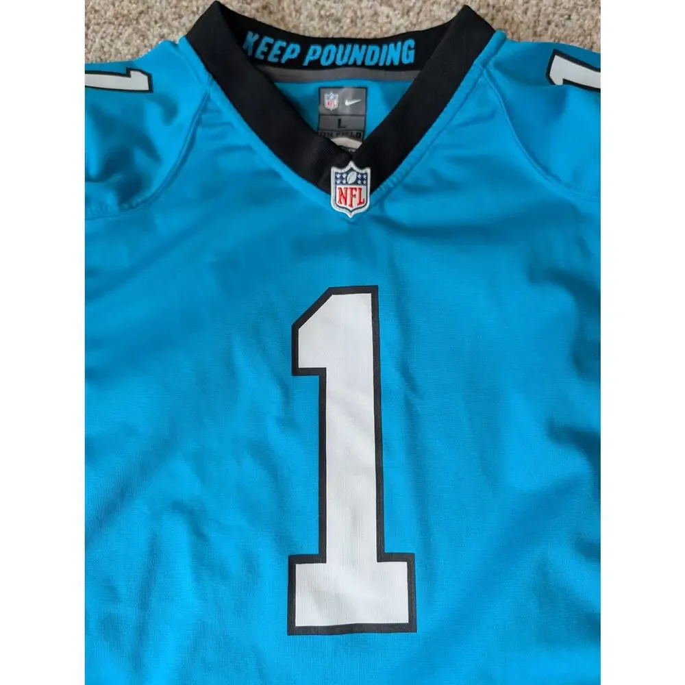 Nike Cam Newton Carolina Panthers Youth Large 14-16 Blue Football Jersey NFL #1